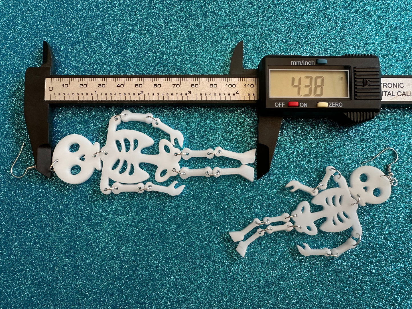 Skeleton Earrings: Laser Cut Acrylic Skeletons, Moving Skeletons, Halloween, Scary, Spooky, Holiday, Bones, Best Gifts for Her/Him/Them