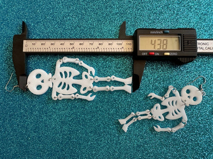 Skeleton Earrings: Laser Cut Acrylic Skeletons, Moving Skeletons, Halloween, Scary, Spooky, Holiday, Bones, Best Gifts for Her/Him/Them