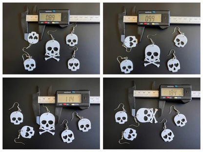 Skull Earrings with Heart: Laser Cut Acrylic Skulls, Halloween, Cross Bones, Spooky, Best Gifts for Her/Him/Them