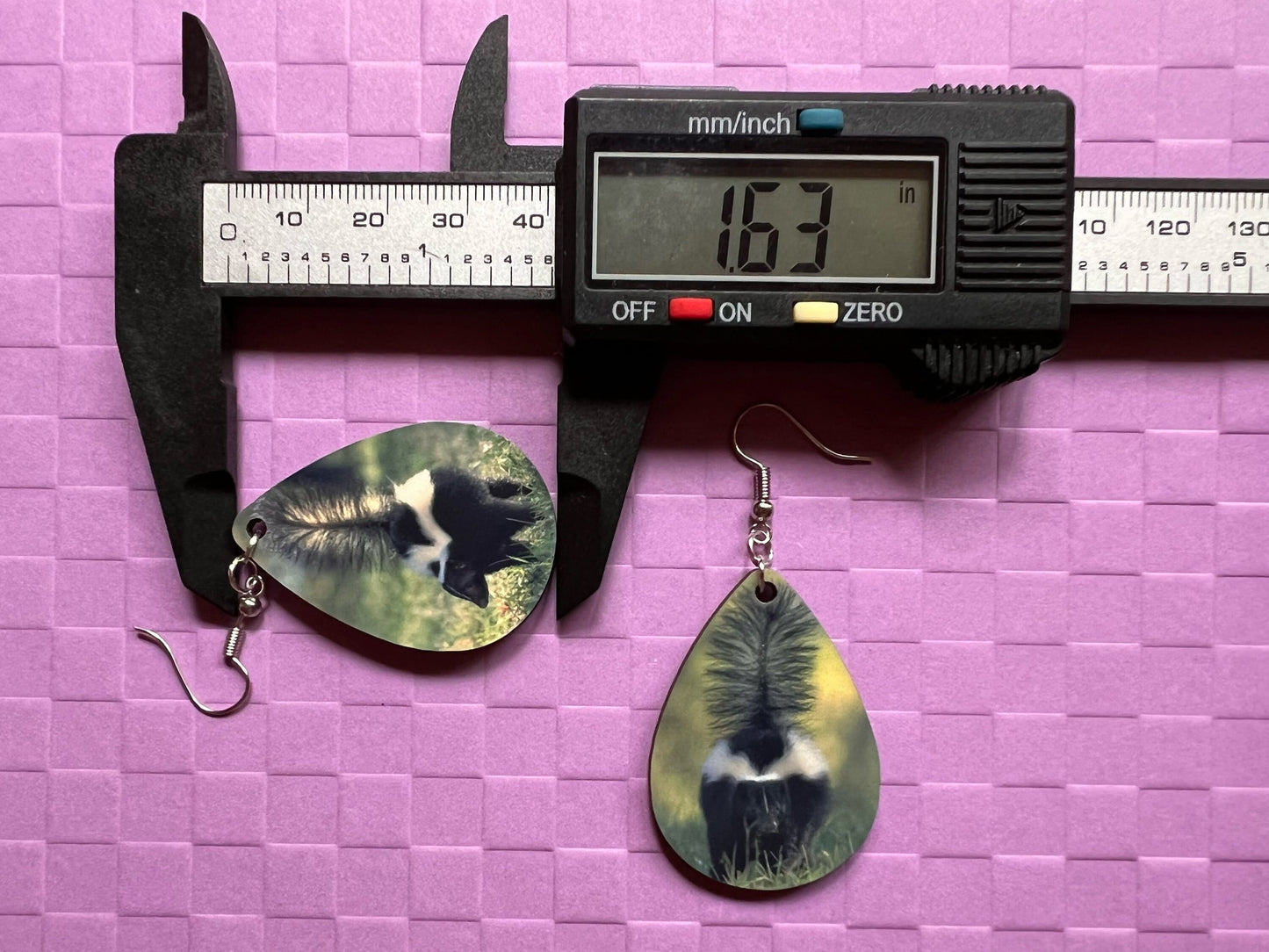 Skunk Earrings: Cute Animal, Stinky, Smelly, Zoo, Sublimated, Best Gifts for Her/Him/Them
