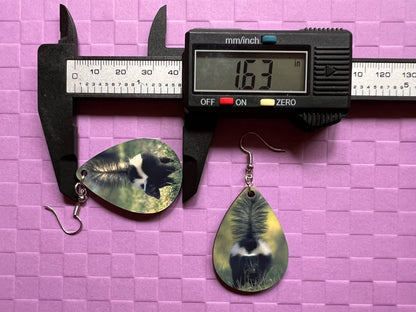 Skunk Earrings: Cute Animal, Stinky, Smelly, Zoo, Sublimated, Best Gifts for Her/Him/Them