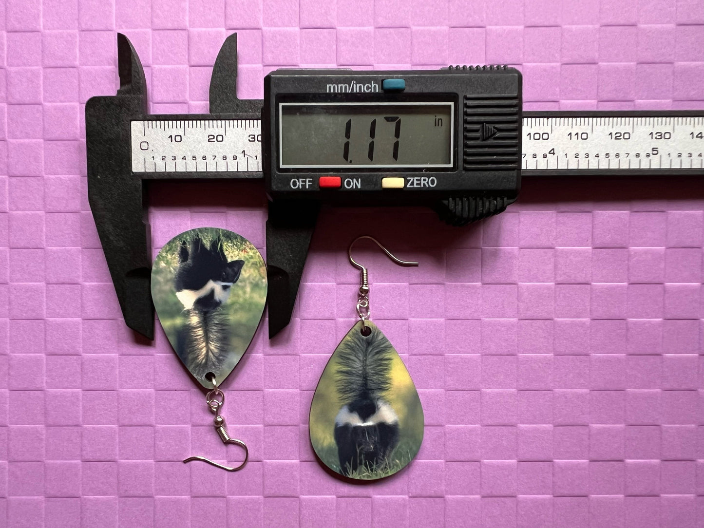 Skunk Earrings: Cute Animal, Stinky, Smelly, Zoo, Sublimated, Best Gifts for Her/Him/Them