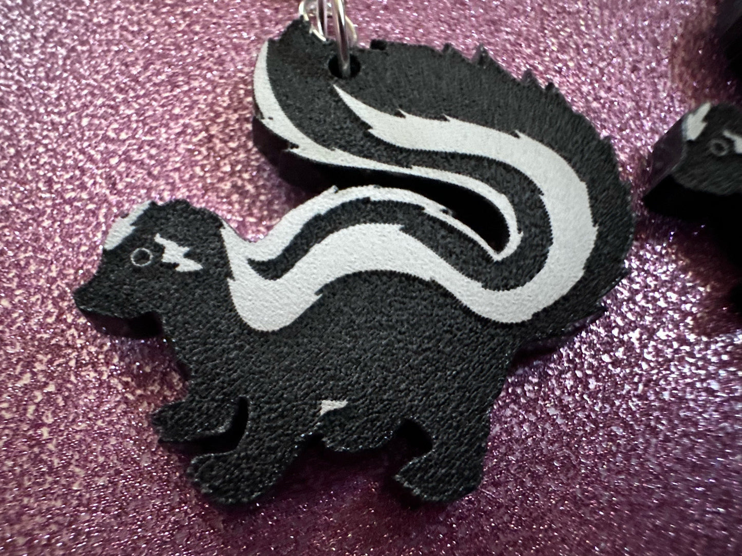 Skunk Earrings: Laser Cut Acrylic Skunks, Stinky Fart, Deadly Fart, Halloween, Animal, Novelty, Smelly, Zoo, Best Gifts for Her/Him/Them