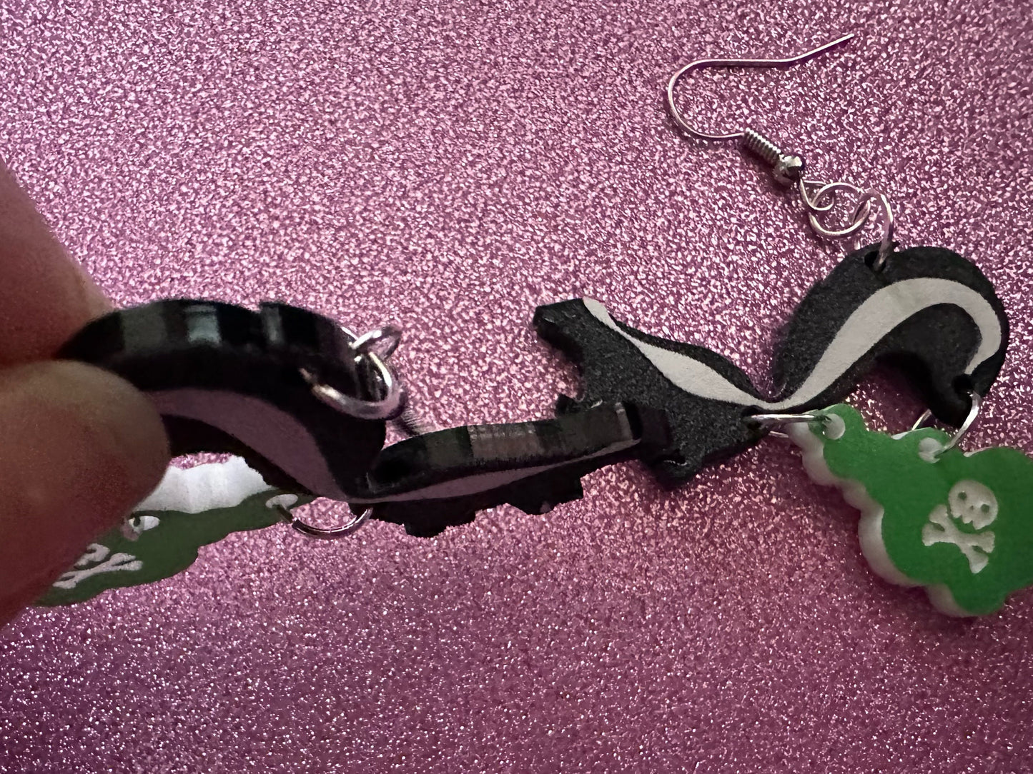 Skunk Earrings: Laser Cut Acrylic Skunks, Stinky Fart, Deadly Fart, Halloween, Animal, Novelty, Smelly, Zoo, Best Gifts for Her/Him/Them