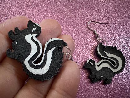 Skunk Earrings: Laser Cut Acrylic Skunks, Stinky Fart, Deadly Fart, Halloween, Animal, Novelty, Smelly, Zoo, Best Gifts for Her/Him/Them