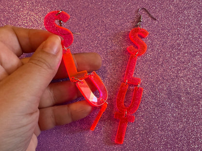 Slut Earrings: Laser Cut Words, Gag Gift, BFFS, Best Friend Gift, Girlfriends, Funny Bachelorette, Anniversary, Best Gifts for Her/Him/Them