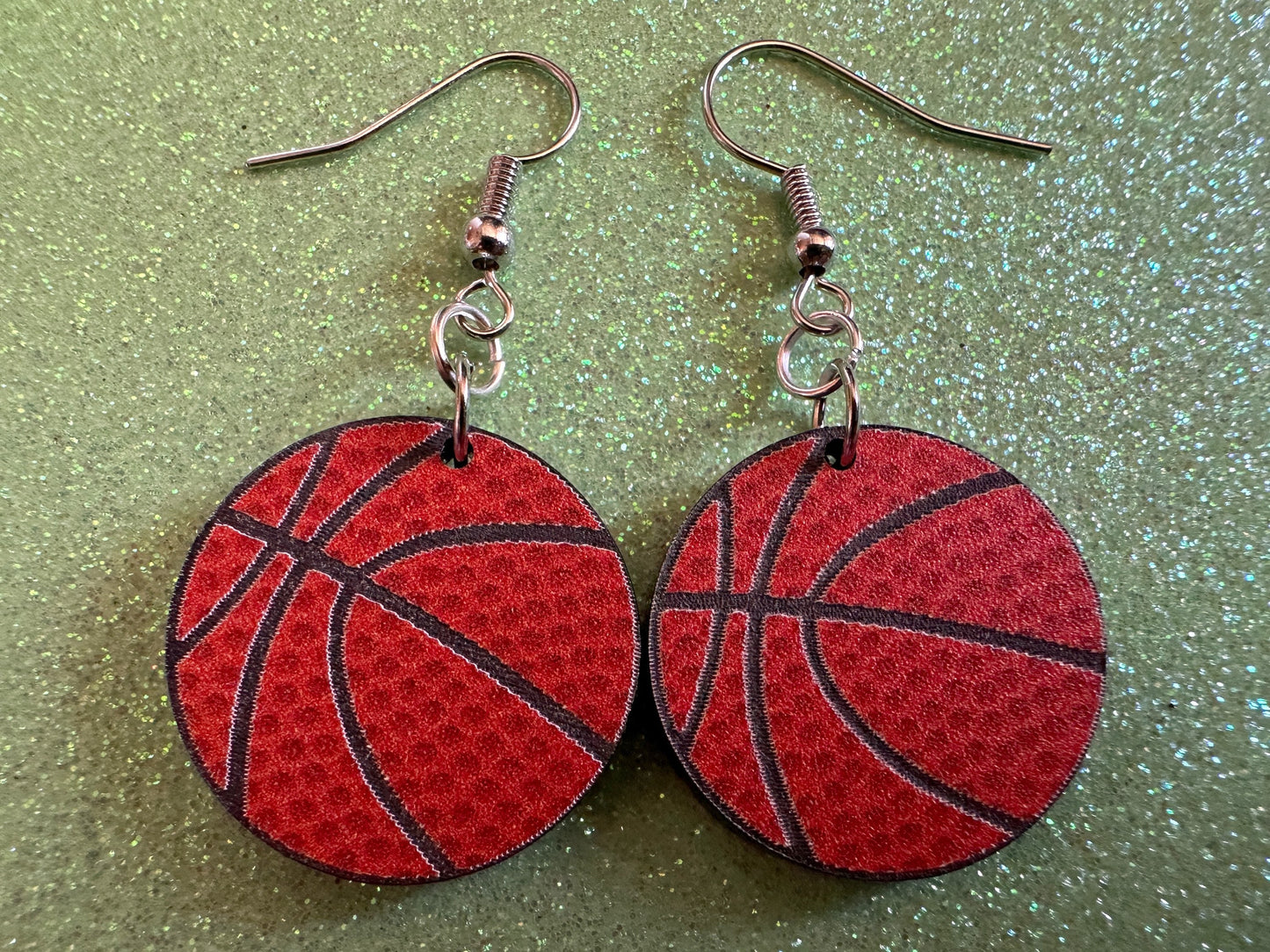 Small Basketball Earrings: Laser Cut Acrylic Basketball Print, Sports, NBA, PE Class, Sports Team, Sport Teams, Best Gifts for Her/Him/Them