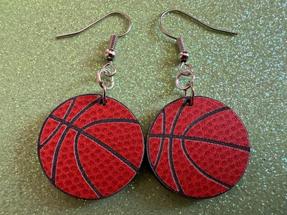 Small Basketball Earrings: Laser Cut Acrylic Basketball Print, Sports, NBA, PE Class, Sports Team, Sport Teams, Best Gifts for Her/Him/Them