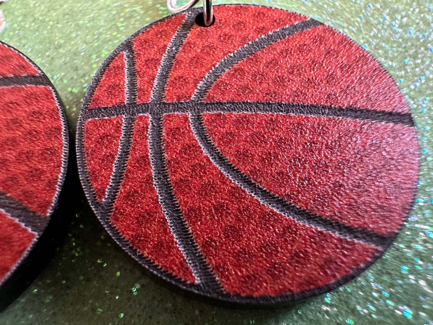 Small Basketball Earrings: Laser Cut Acrylic Basketball Print, Sports, NBA, PE Class, Sports Team, Sport Teams, Best Gifts for Her/Him/Them