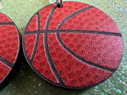 Small Basketball Earrings: Laser Cut Acrylic Basketball Print, Sports, NBA, PE Class, Sports Team, Sport Teams, Best Gifts for Her/Him/Them