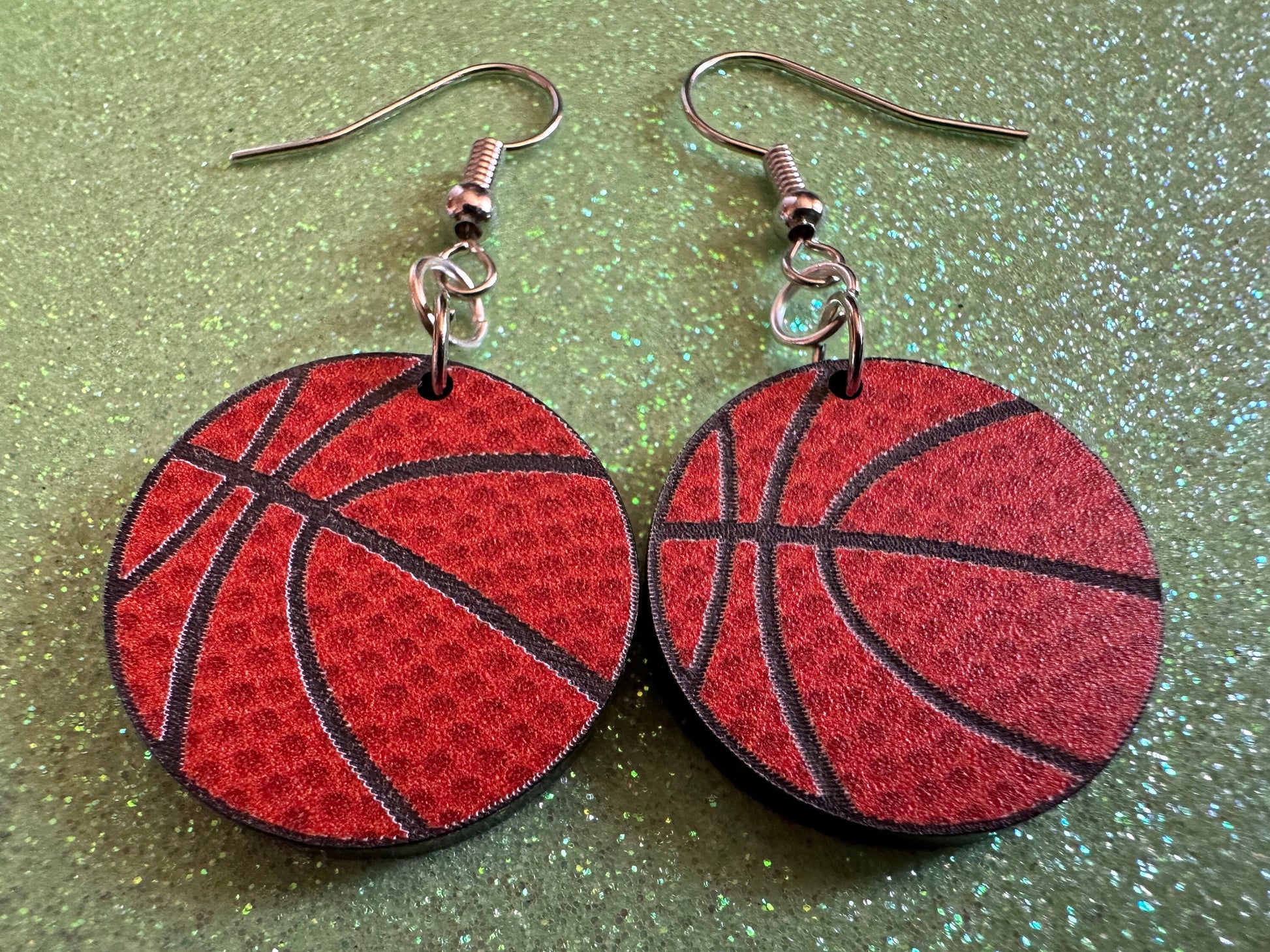 Small Basketball Earrings: Laser Cut Acrylic Basketball Print, Sports, NBA, PE Class, Sports Team, Sport Teams, Best Gifts for Her/Him/Them