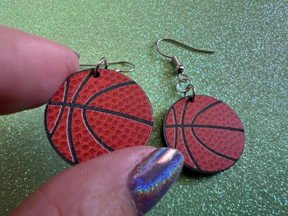 Small Basketball Earrings: Laser Cut Acrylic Basketball Print, Sports, NBA, PE Class, Sports Team, Sport Teams, Best Gifts for Her/Him/Them