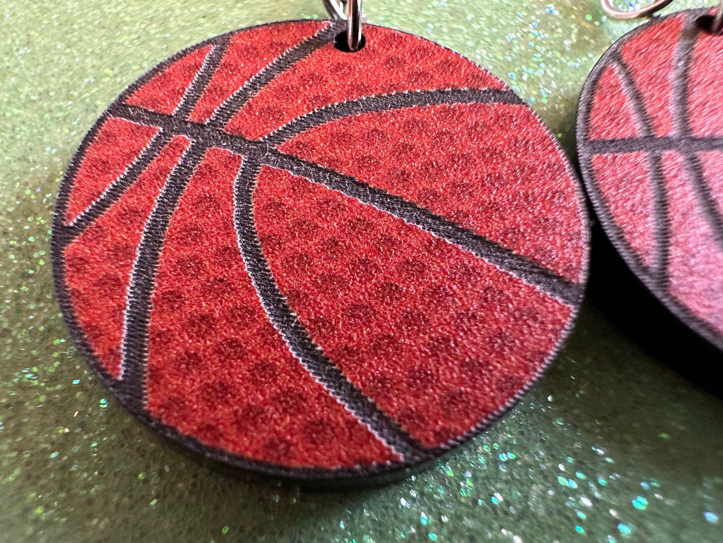 Small Basketball Earrings: Laser Cut Acrylic Basketball Print, Sports, NBA, PE Class, Sports Team, Sport Teams, Best Gifts for Her/Him/Them