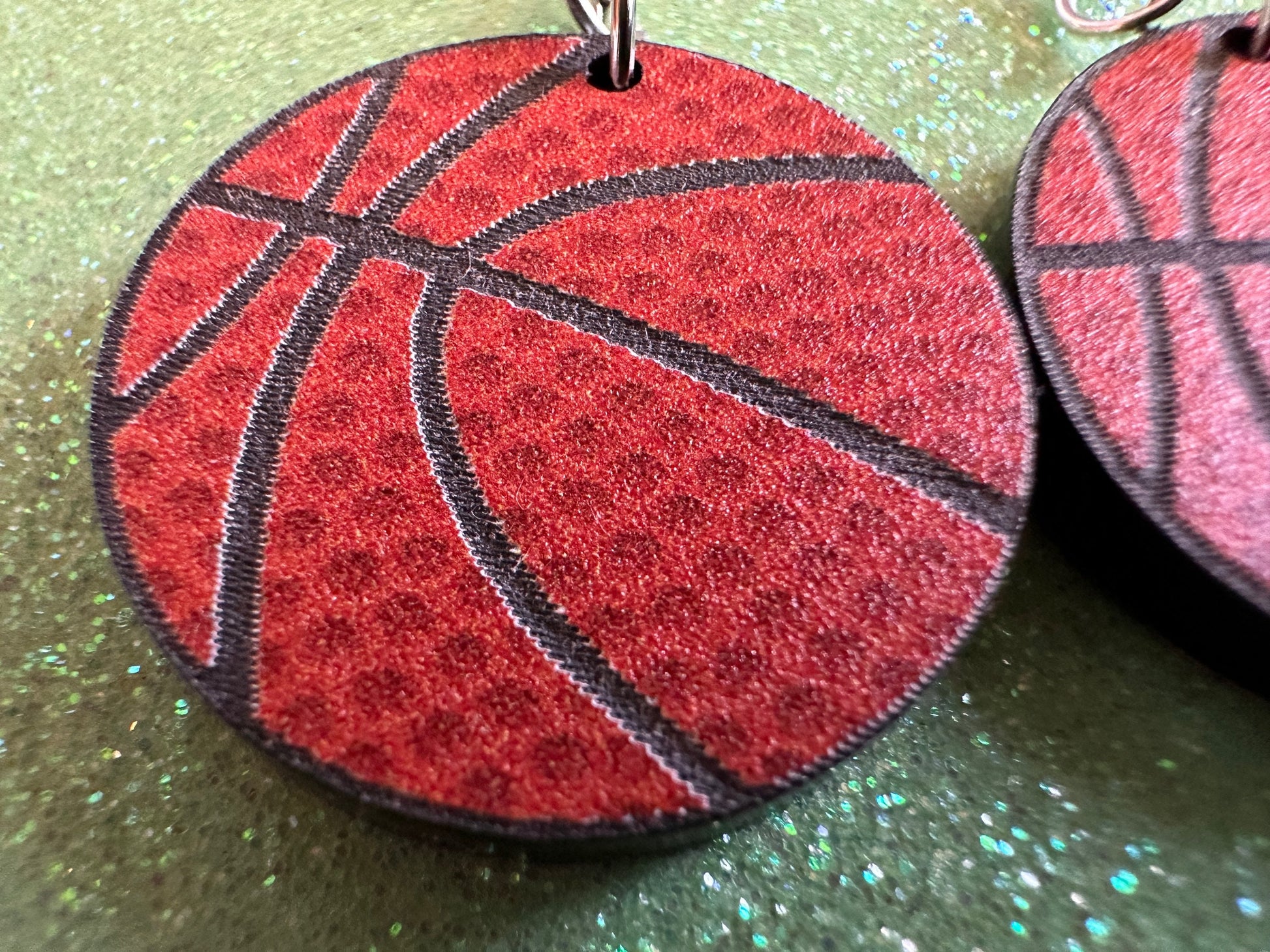 Small Basketball Earrings: Laser Cut Acrylic Basketball Print, Sports, NBA, PE Class, Sports Team, Sport Teams, Best Gifts for Her/Him/Them