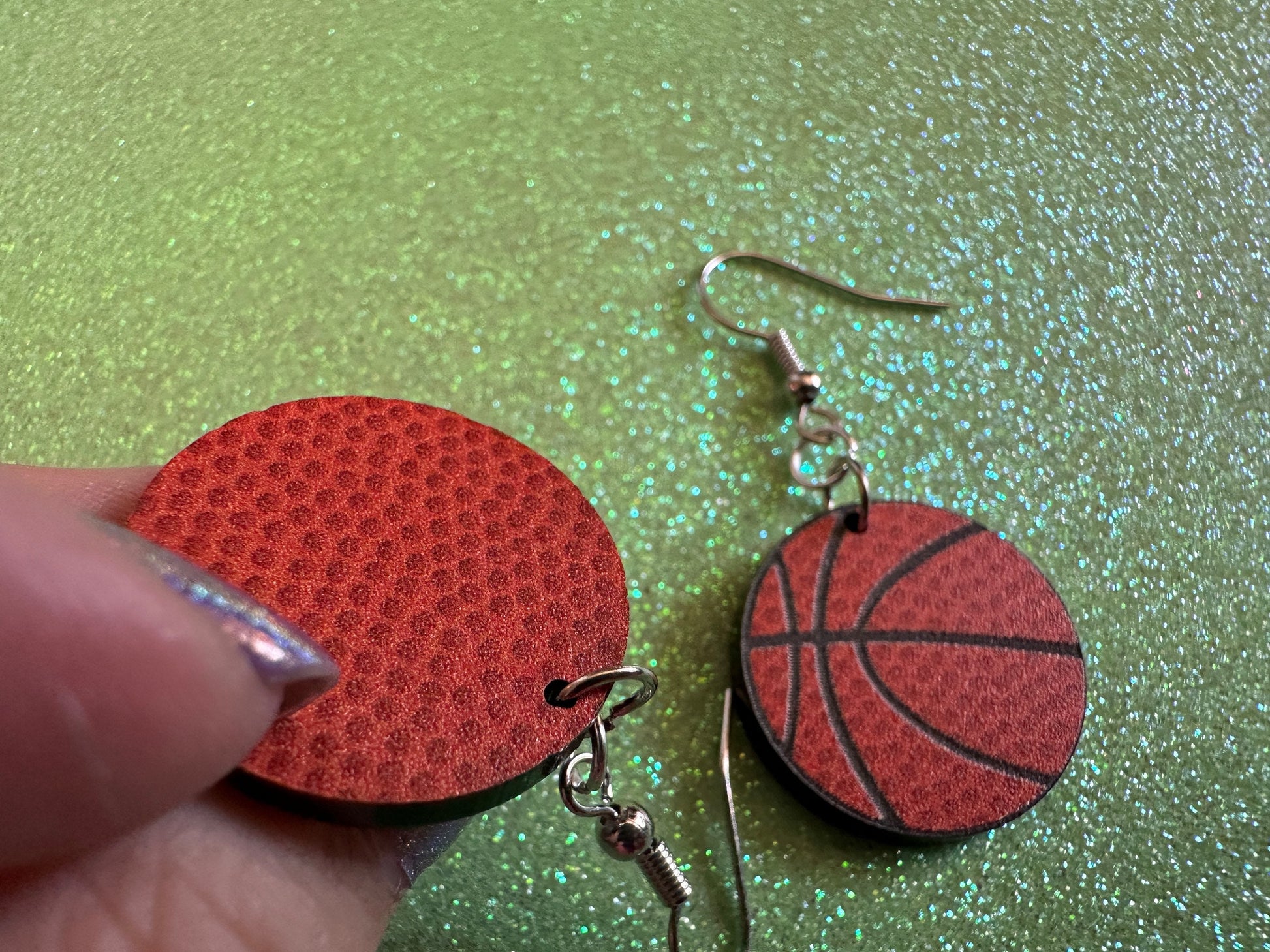 Small Basketball Earrings: Laser Cut Acrylic Basketball Print, Sports, NBA, PE Class, Sports Team, Sport Teams, Best Gifts for Her/Him/Them