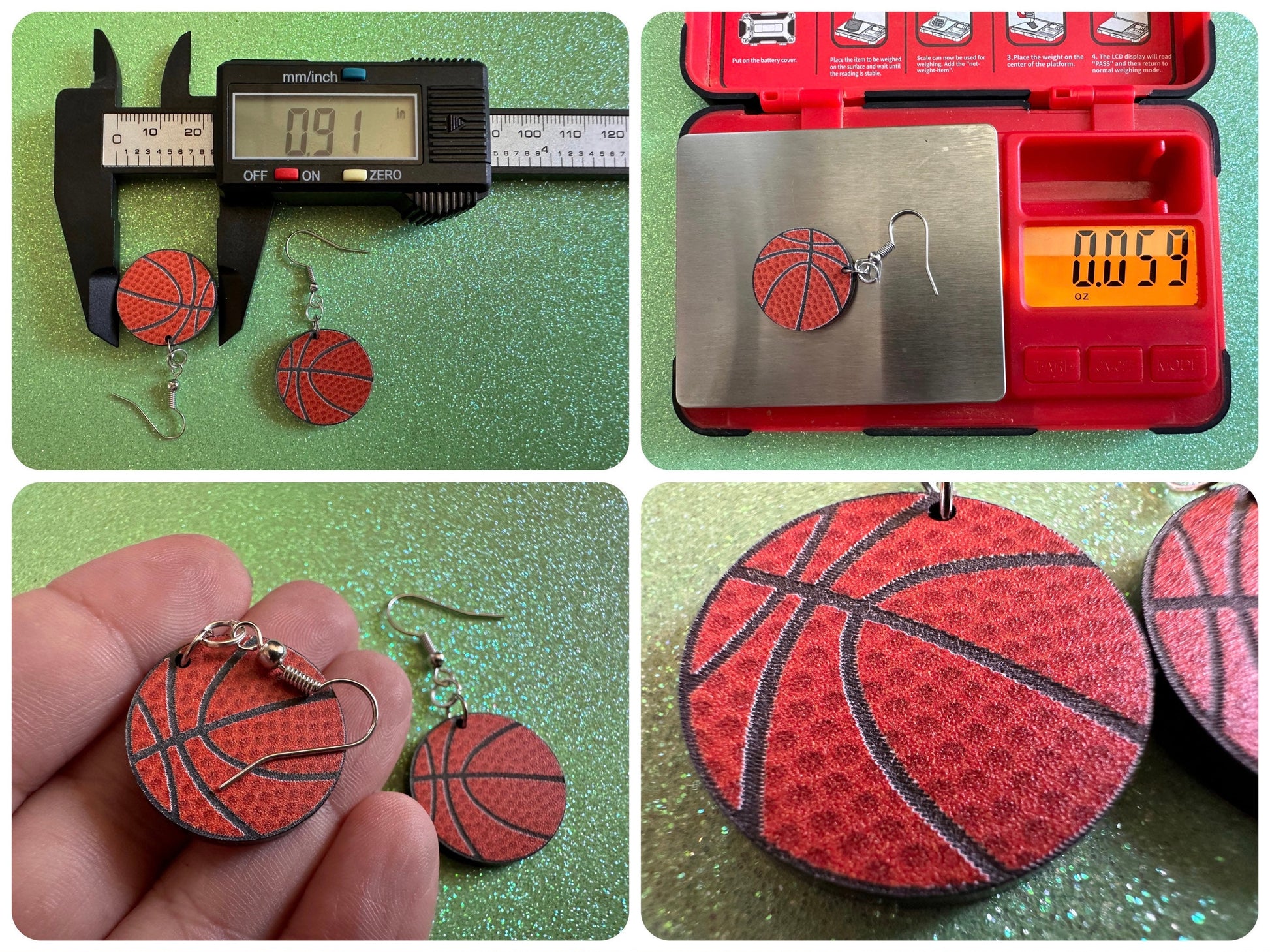 Small Basketball Earrings: Laser Cut Acrylic Basketball Print, Sports, NBA, PE Class, Sports Team, Sport Teams, Best Gifts for Her/Him/Them