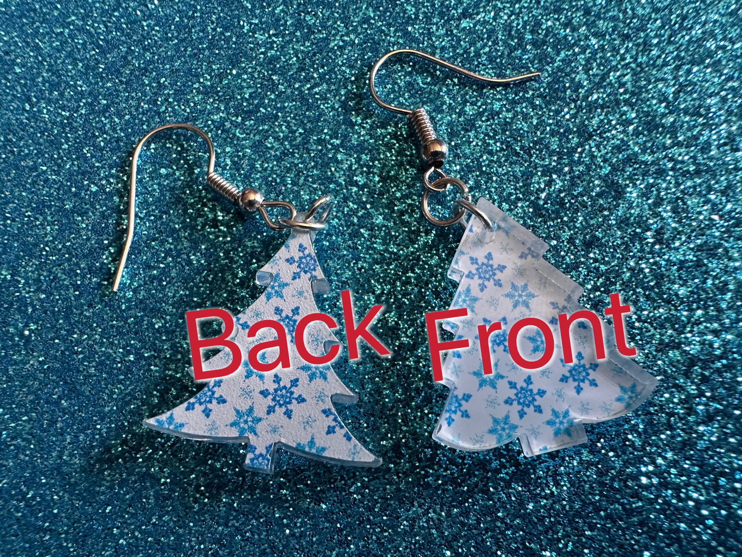 Small Christmas Tree Earrings: Laser Cut Acrylic Christmas Trees, Snow, Xmas, Snowy Christmas Trees, Winter, Best Gifts for Her/Him/Them