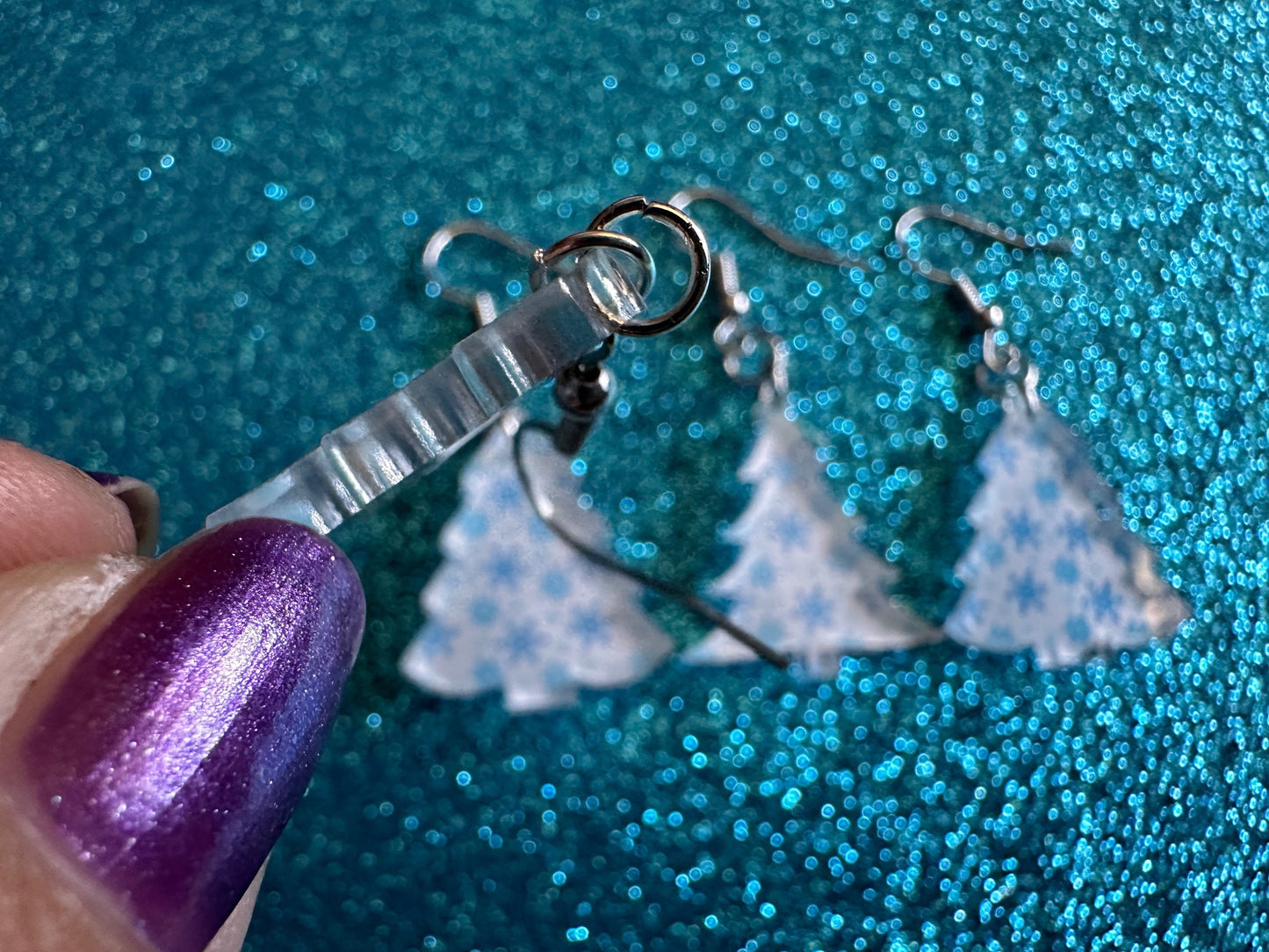 Small Christmas Tree Earrings: Laser Cut Acrylic Christmas Trees, Snow, Xmas, Snowy Christmas Trees, Winter, Best Gifts for Her/Him/Them