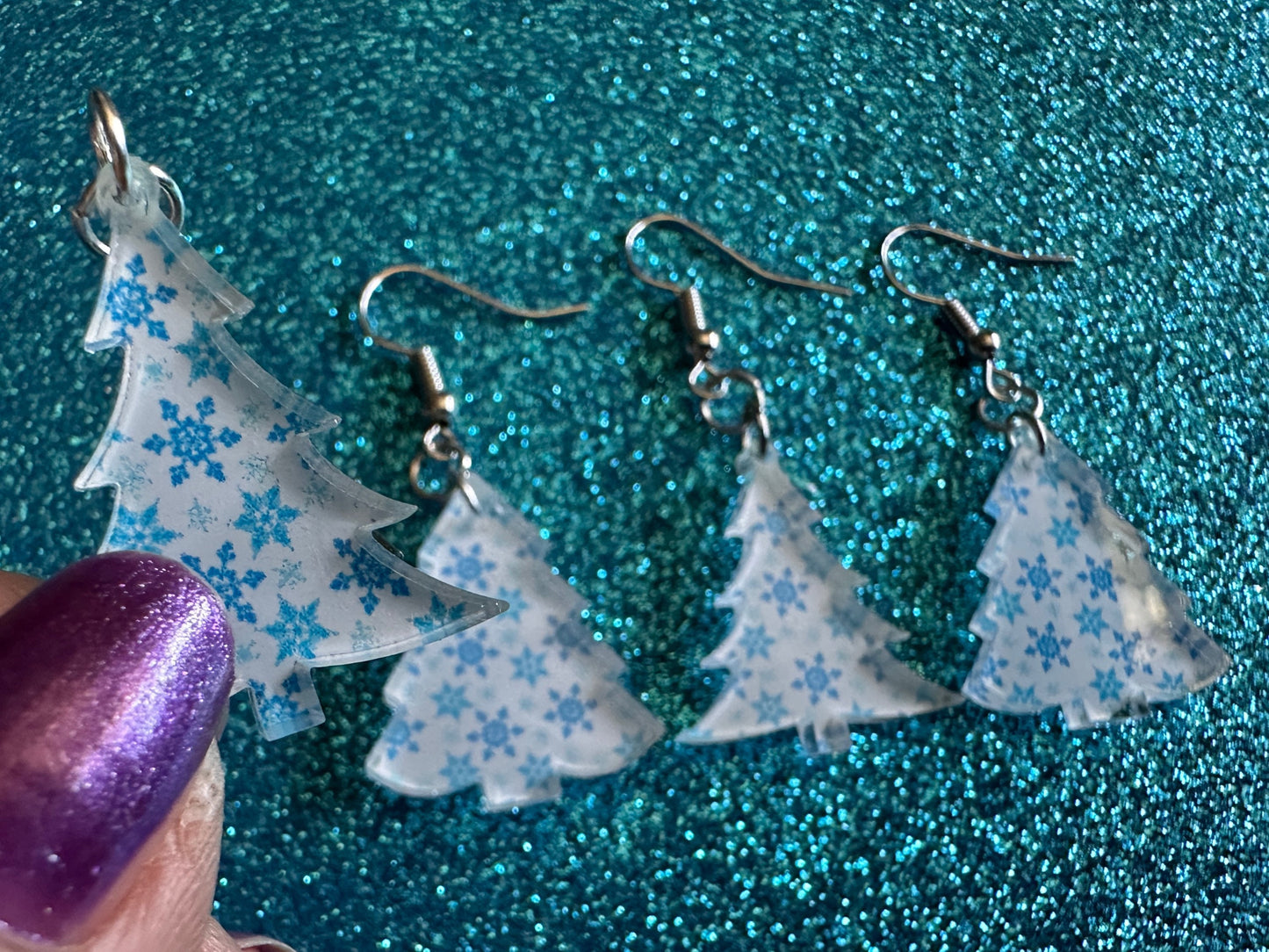 Small Christmas Tree Earrings: Laser Cut Acrylic Christmas Trees, Snow, Xmas, Snowy Christmas Trees, Winter, Best Gifts for Her/Him/Them
