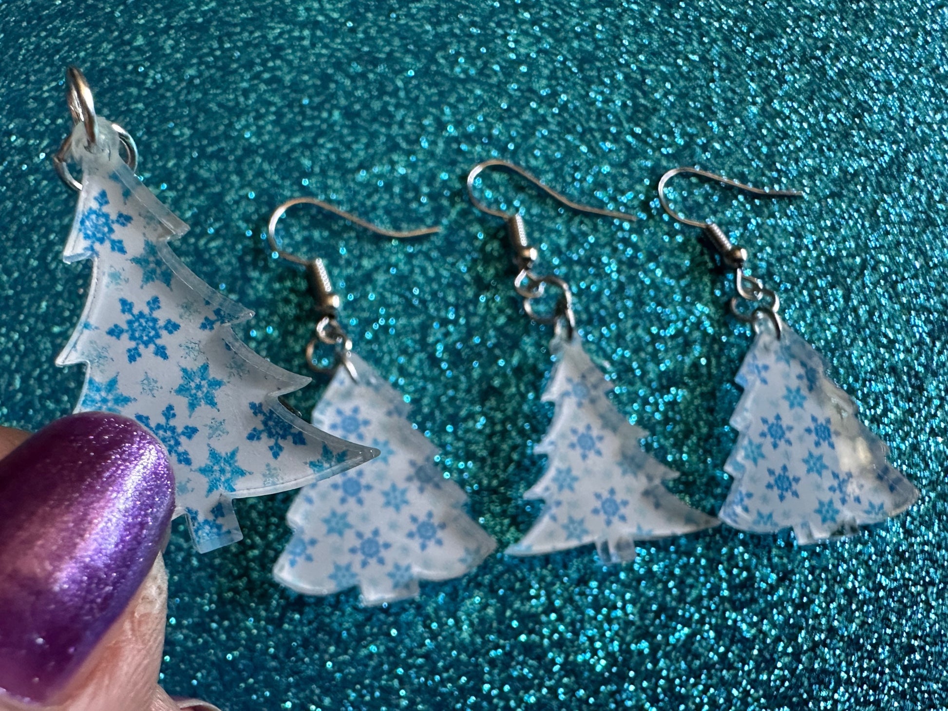 Small Christmas Tree Earrings: Laser Cut Acrylic Christmas Trees, Snow, Xmas, Snowy Christmas Trees, Winter, Best Gifts for Her/Him/Them