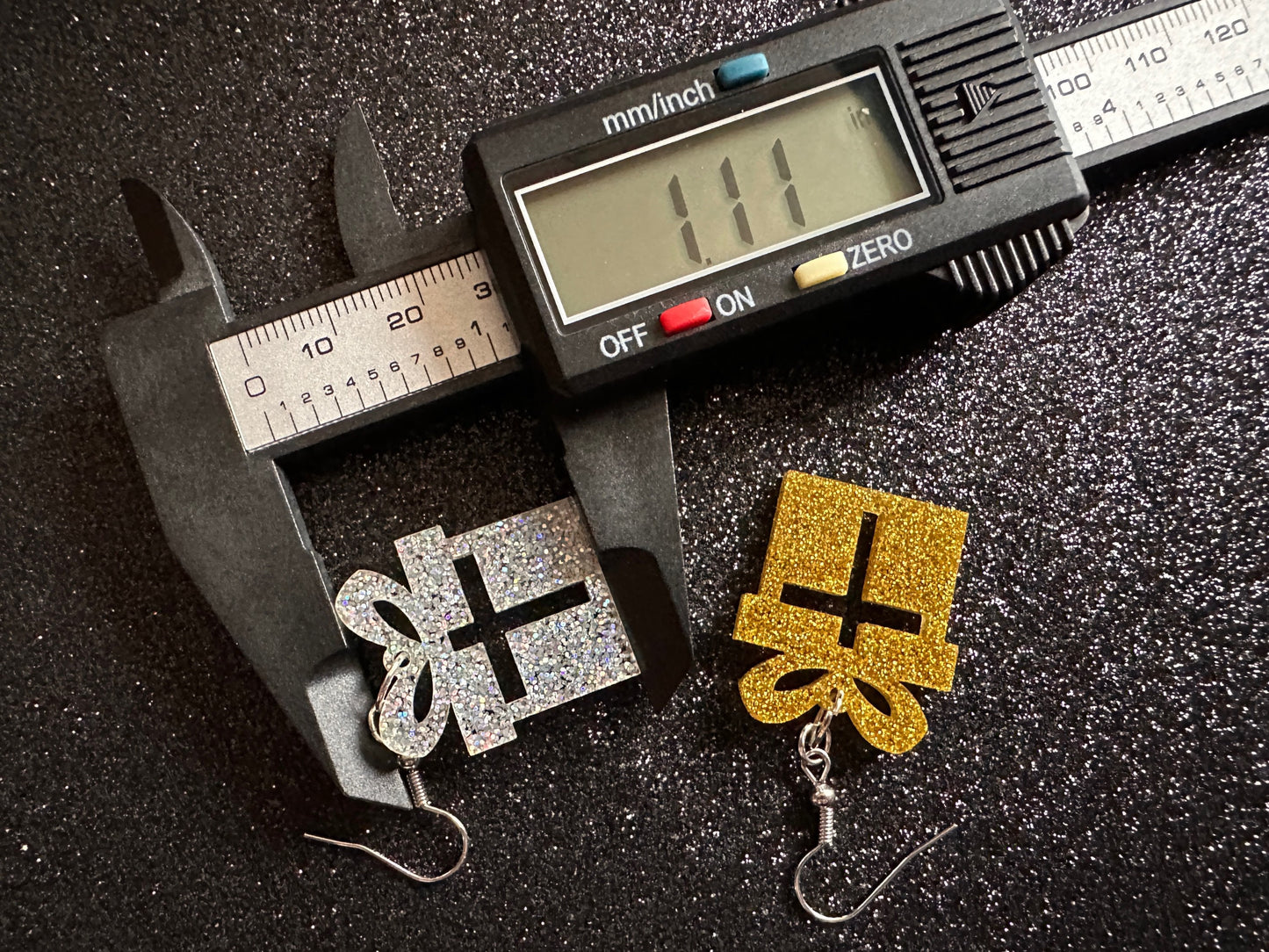 Small Glittery Christmas Present Earrings: Laser Cut Acrylic Presents, Xmas, X-mas, Sparkly Shiny Gift, Birthday, Gifts for Her/Him/Them