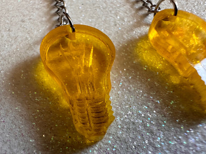 Small Idea Lightbulb Earrings: Laser Cut Acrylic Lightbulbs, Eureka, Motivational, Bright Light, Lamp, Best Gifts for Her/Him/Them