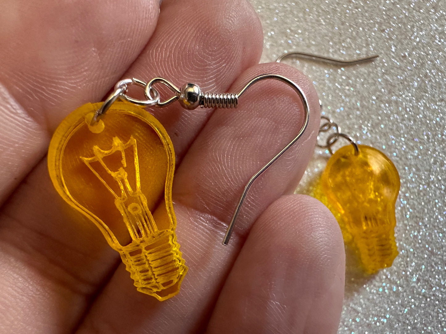 Small Idea Lightbulb Earrings: Laser Cut Acrylic Lightbulbs, Eureka, Motivational, Bright Light, Lamp, Best Gifts for Her/Him/Them