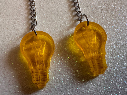 Small Idea Lightbulb Earrings: Laser Cut Acrylic Lightbulbs, Eureka, Motivational, Bright Light, Lamp, Best Gifts for Her/Him/Them