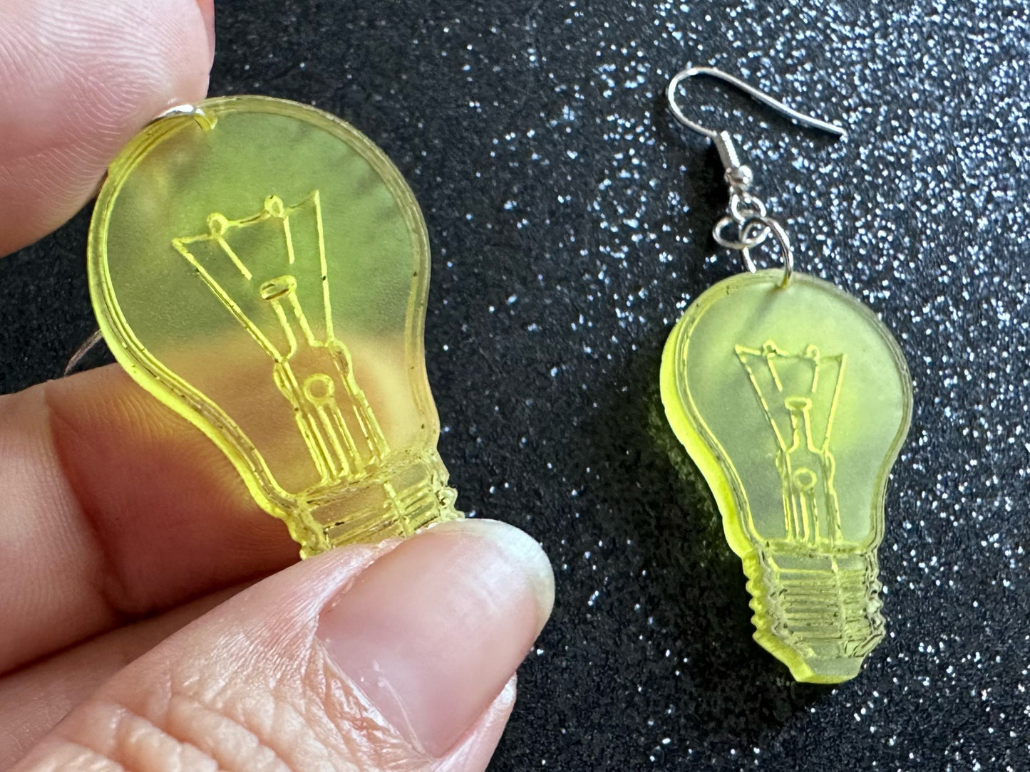 Small Idea Lightbulb Earrings: Laser Cut Acrylic Lightbulbs, Eureka, Motivational, Bright Light, Lamp, Best Gifts for Her/Him/Them