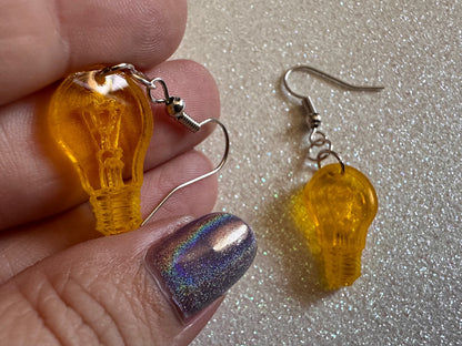 Small Idea Lightbulb Earrings: Laser Cut Acrylic Lightbulbs, Eureka, Motivational, Bright Light, Lamp, Best Gifts for Her/Him/Them