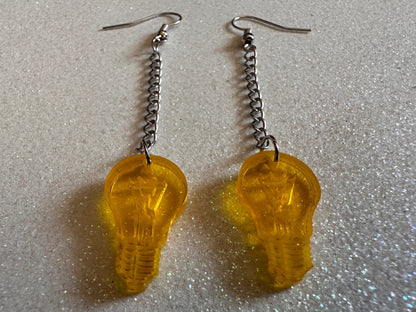Small Idea Lightbulb Earrings: Laser Cut Acrylic Lightbulbs, Eureka, Motivational, Bright Light, Lamp, Best Gifts for Her/Him/Them