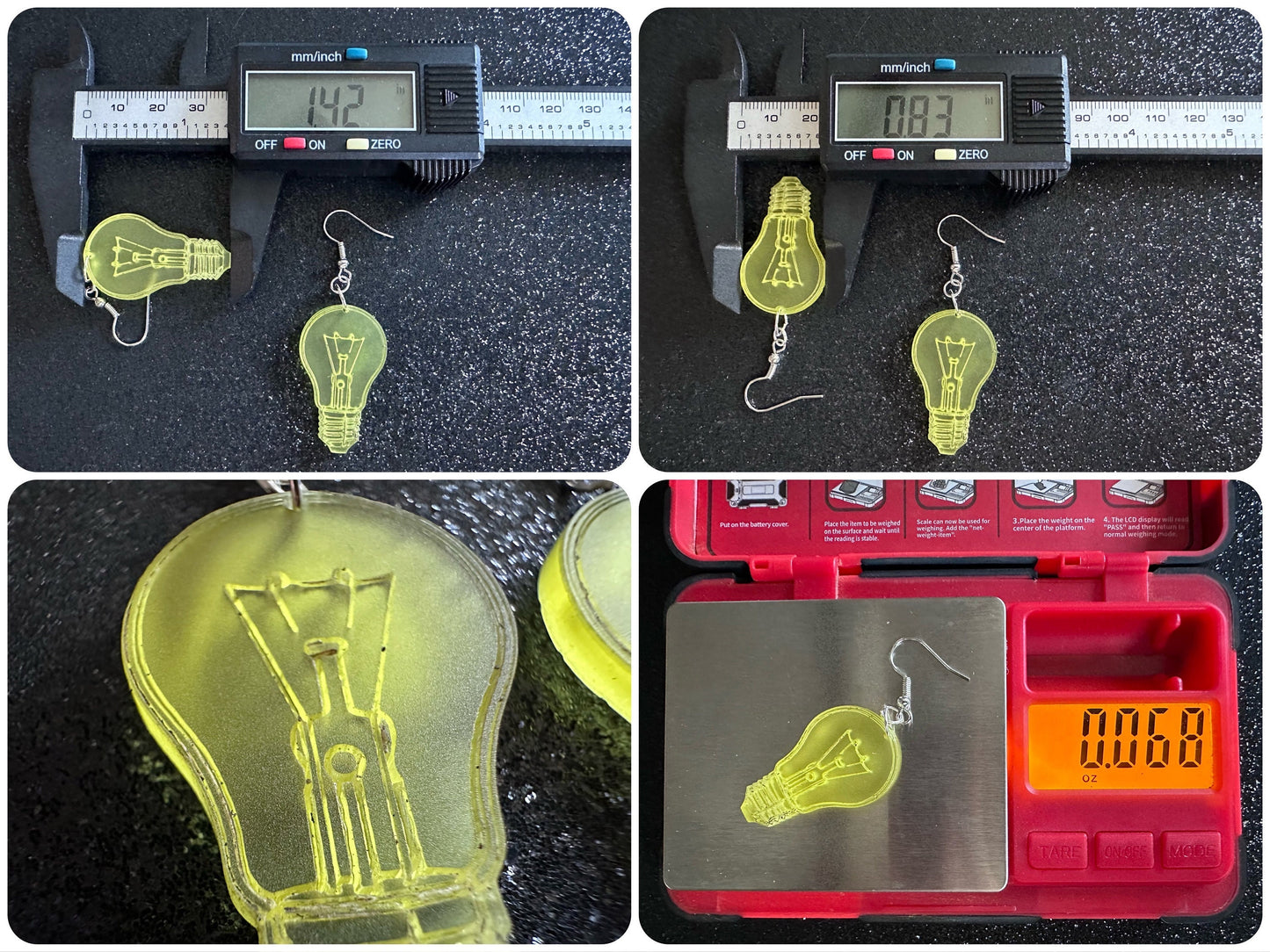 Small Idea Lightbulb Earrings: Laser Cut Acrylic Lightbulbs, Eureka, Motivational, Bright Light, Lamp, Best Gifts for Her/Him/Them