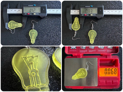 Small Idea Lightbulb Earrings: Laser Cut Acrylic Lightbulbs, Eureka, Motivational, Bright Light, Lamp, Best Gifts for Her/Him/Them