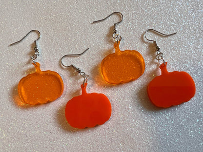 Small Pumpkin Halloween Earrings: Laser Cut Acrylic Pumpkins, Jack-O-Lantern, Scary, Spooky, Horror, Best Gifts for Her/Him/Them