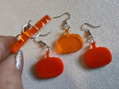 Small Pumpkin Halloween Earrings: Laser Cut Acrylic Pumpkins, Jack-O-Lantern, Scary, Spooky, Horror, Best Gifts for Her/Him/Them