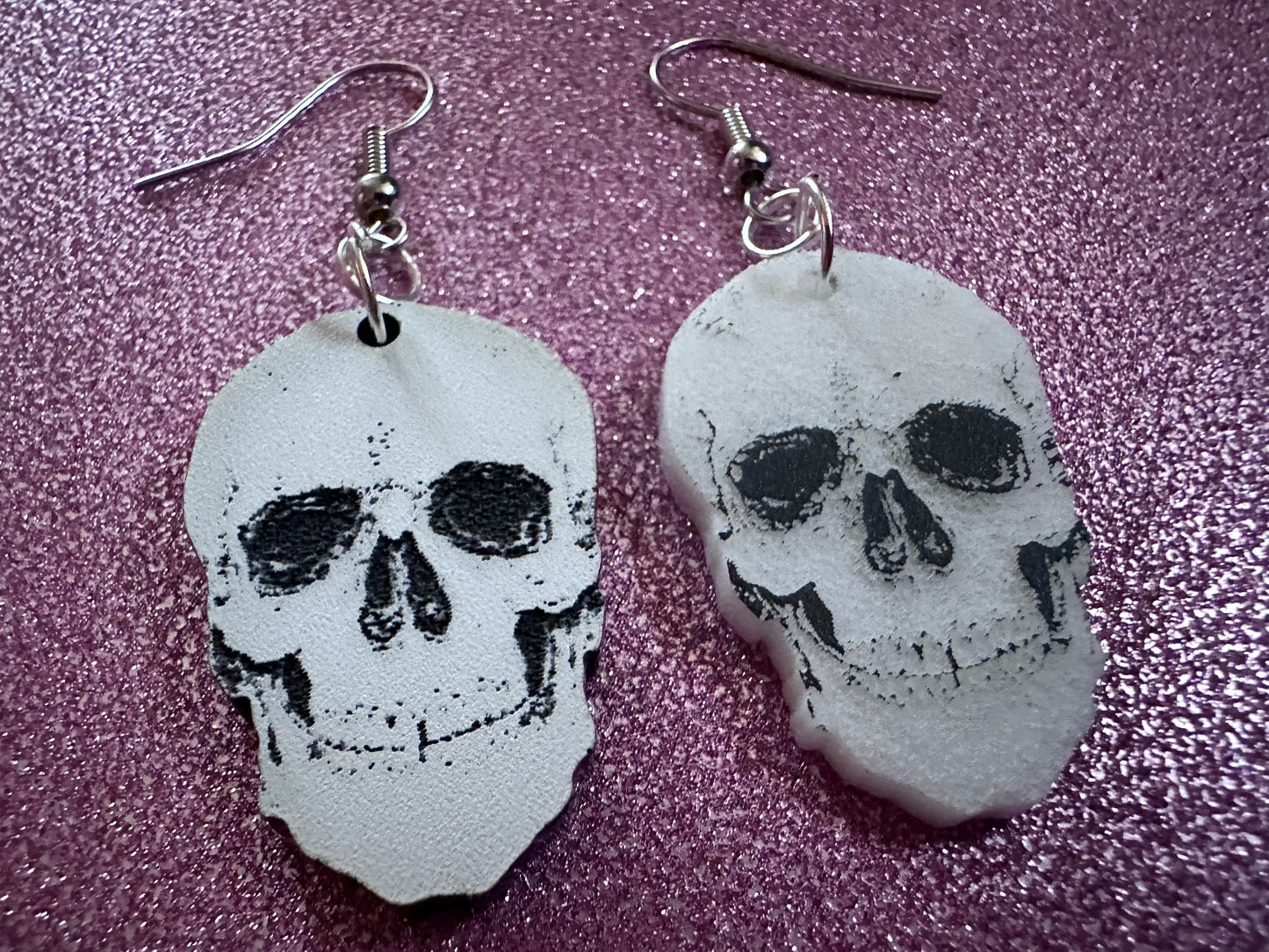 Small Realistic Skull Earrings: Laser Cut Acrylic Skulls, Halloween, Bones, Engraved Skulls, Scary, Spooky, Best Gifts for Her/Him/Them