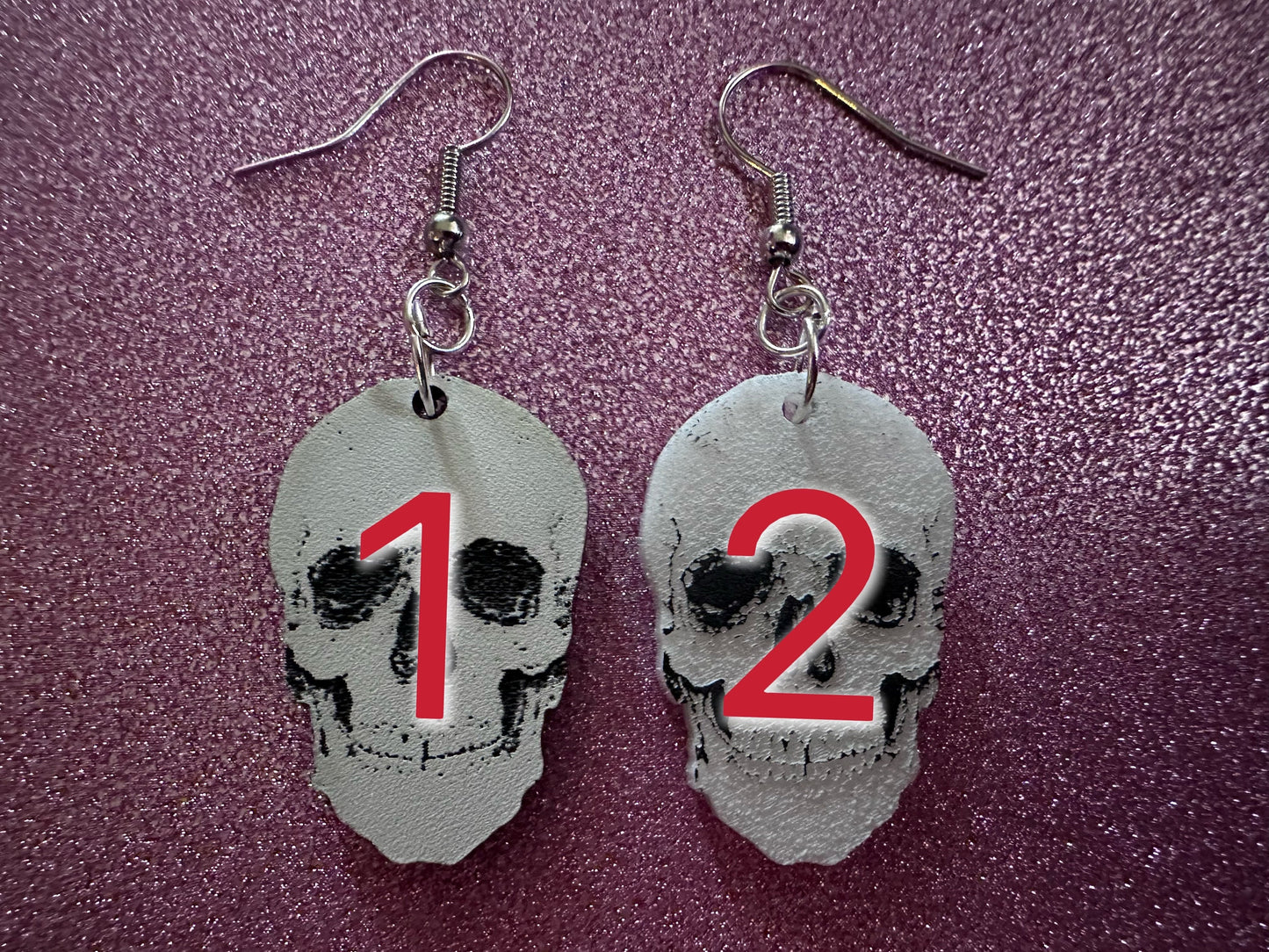 Small Realistic Skull Earrings: Laser Cut Acrylic Skulls, Halloween, Bones, Engraved Skulls, Scary, Spooky, Best Gifts for Her/Him/Them