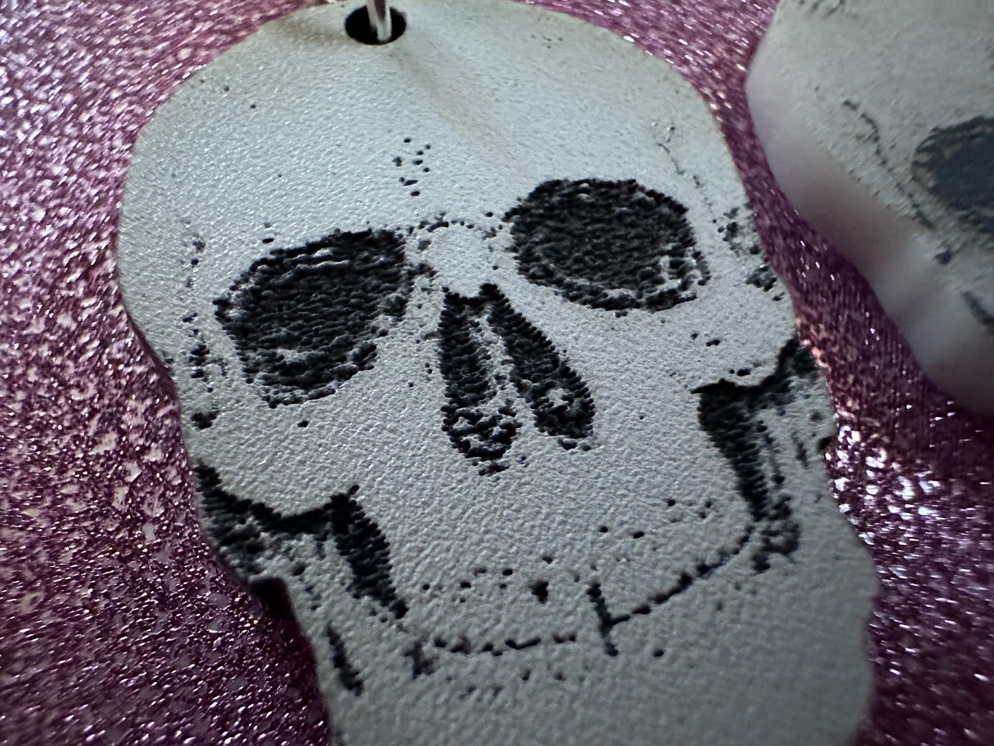 Small Realistic Skull Earrings: Laser Cut Acrylic Skulls, Halloween, Bones, Engraved Skulls, Scary, Spooky, Best Gifts for Her/Him/Them