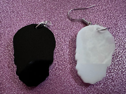 Small Realistic Skull Earrings: Laser Cut Acrylic Skulls, Halloween, Bones, Engraved Skulls, Scary, Spooky, Best Gifts for Her/Him/Them