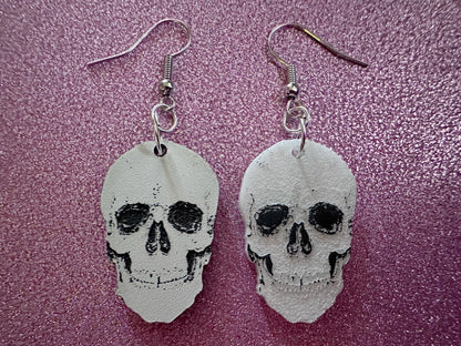 Small Realistic Skull Earrings: Laser Cut Acrylic Skulls, Halloween, Bones, Engraved Skulls, Scary, Spooky, Best Gifts for Her/Him/Them
