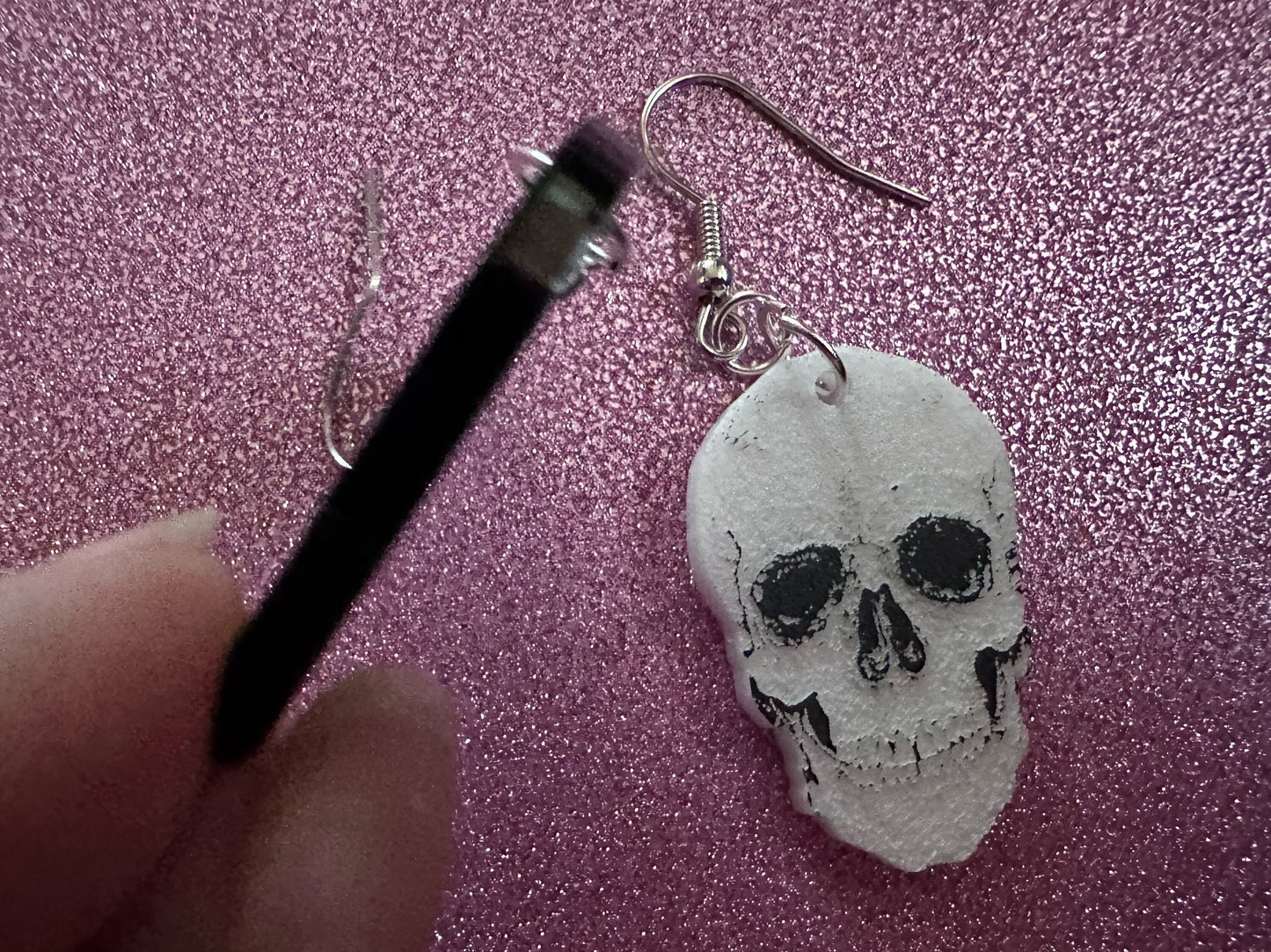 Small Realistic Skull Earrings: Laser Cut Acrylic Skulls, Halloween, Bones, Engraved Skulls, Scary, Spooky, Best Gifts for Her/Him/Them