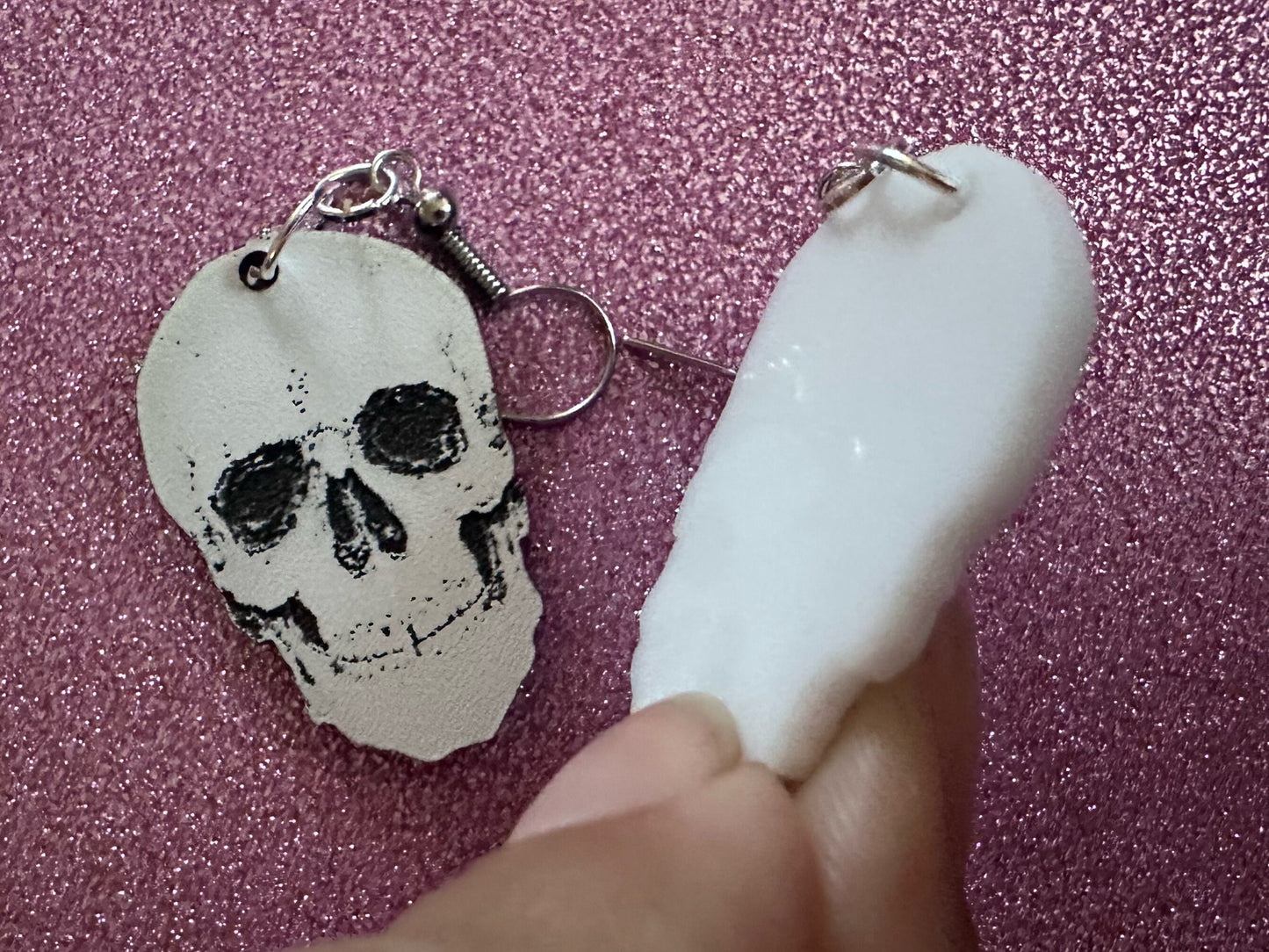 Small Realistic Skull Earrings: Laser Cut Acrylic Skulls, Halloween, Bones, Engraved Skulls, Scary, Spooky, Best Gifts for Her/Him/Them