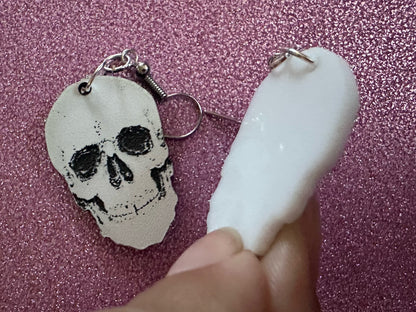 Small Realistic Skull Earrings: Laser Cut Acrylic Skulls, Halloween, Bones, Engraved Skulls, Scary, Spooky, Best Gifts for Her/Him/Them