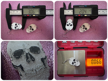Small Realistic Skull Earrings: Laser Cut Acrylic Skulls, Halloween, Bones, Engraved Skulls, Scary, Spooky, Best Gifts for Her/Him/Them