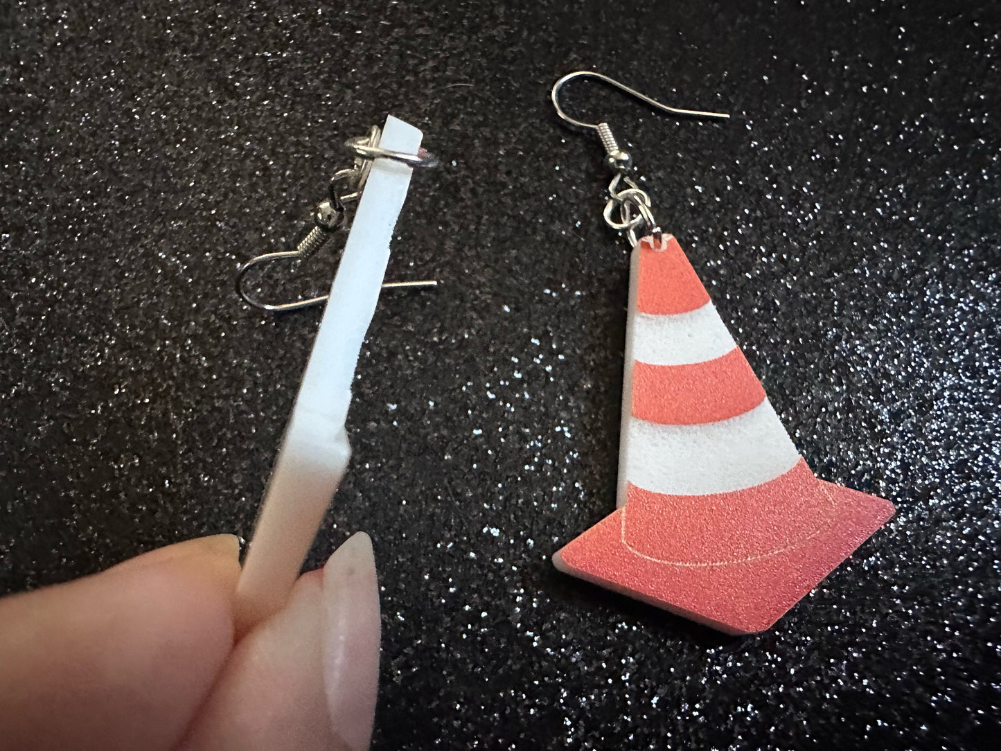 Small Traffic Cone Earrings: Laser Cut Acrylic Cones, Car, Driving School, Road Trip, Emergency, Emergencies, Best Gifts for Her/Him/Them