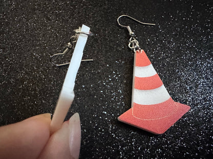 Small Traffic Cone Earrings: Laser Cut Acrylic Cones, Car, Driving School, Road Trip, Emergency, Emergencies, Best Gifts for Her/Him/Them