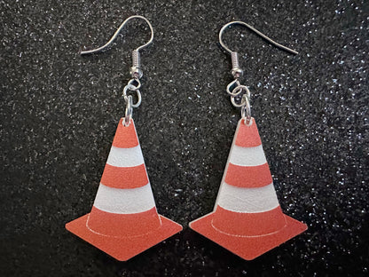 Small Traffic Cone Earrings: Laser Cut Acrylic Cones, Car, Driving School, Road Trip, Emergency, Emergencies, Best Gifts for Her/Him/Them