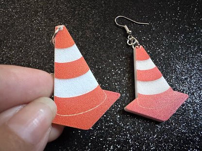Small Traffic Cone Earrings: Laser Cut Acrylic Cones, Car, Driving School, Road Trip, Emergency, Emergencies, Best Gifts for Her/Him/Them