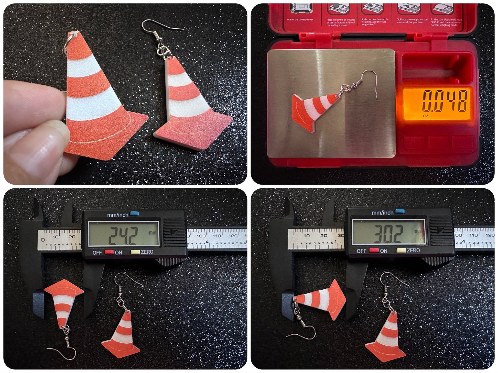 Small Traffic Cone Earrings: Laser Cut Acrylic Cones, Car, Driving School, Road Trip, Emergency, Emergencies, Best Gifts for Her/Him/Them