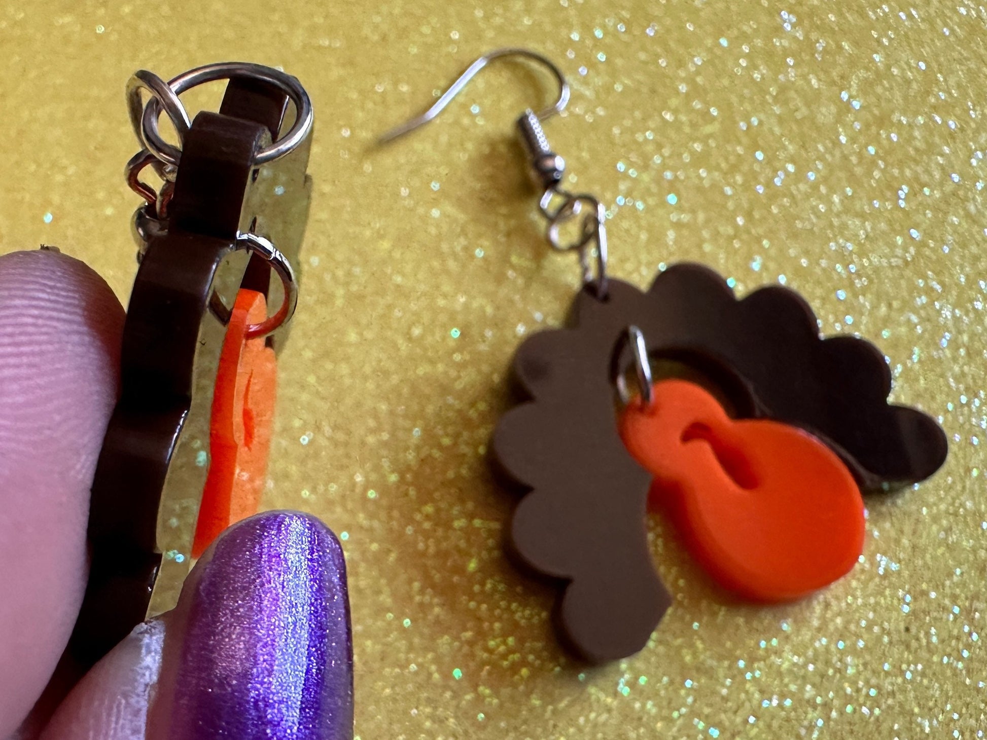 Small Turkey Earrings: Laser Cut Acrylic Turkeys, Thanksgiving, Holiday, Give Thanks, Family, Friendsgiving, Chicken, Gifts for Her/Him/Them